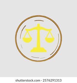 Digital interface, legal scales icon, holographic display