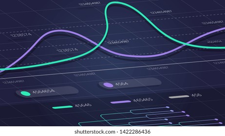 Digital interface with linear graphics, modern digital background for your creativity