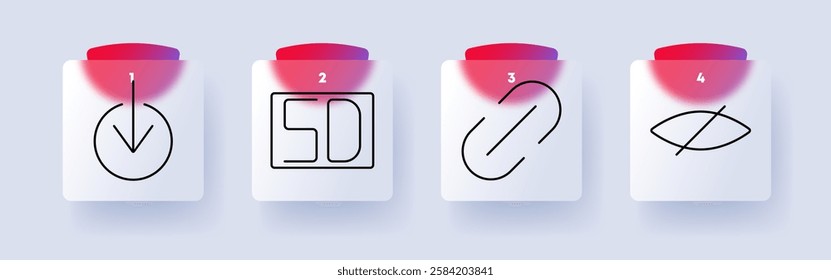 Digital interface set icon. Download, SD card, hyperlink, hidden content, data storage, online access, security, multimedia, technology symbols