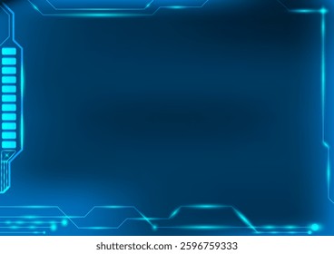 Digital Interface A vibrant digital interface, alive with glowing blue accents, frames a central space for your technological and futuristic concepts. Perfect for tech design