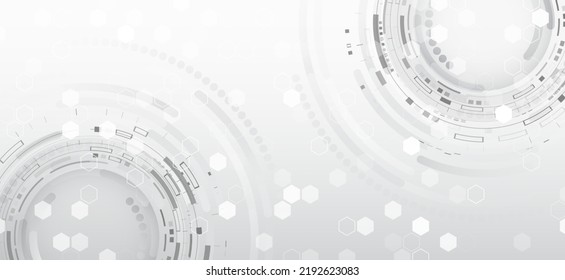 Digital internet communication in grey background. Wide Cyber security internet and networking concept. Hi-tech vector illustration with various technology elements. Abstract global sci-fi concept