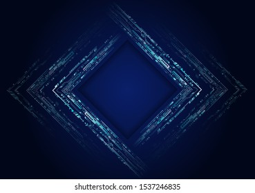 Digital internet communication on blue background. Abstract global sci fi concept. Hi-tech vector illustration with various technology elements.