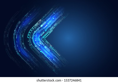 Digital internet communication on blue background. Abstract global sci fi concept. Hi-tech vector illustration with various technology elements.