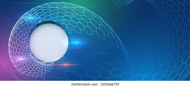 Digital internet communication on blue background. Wide Cyber security internet and networking concept. Hi-tech vector illustration with various technology elements. Abstract global sci-fi concept.