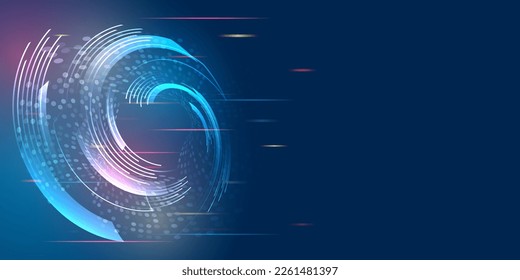 Digital internet communication on blue background. Wide Cyber security internet and networking concept. Hi-tech vector illustration with various technology elements. Abstract global sci-fi concept.