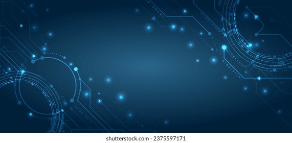 Digital internet communication on blue background. Engineering vector illustration. Modern science technology background. Futuristic web banner template. Internet security, protection. 