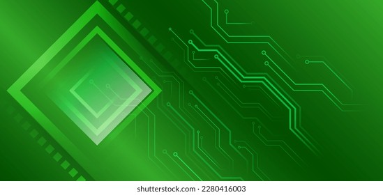Comunicación digital en Internet sobre fondo verde. El concepto de Internet y de redes de ciberseguridad. Ilustración vectorial de alta tecnología con varios elementos tecnológicos. Resumen del concepto global de ciencia ficción.