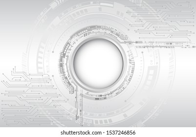 Digital internet communication on grey background. Abstract global sci fi concept. Hi-tech vector illustration with various technology elements.