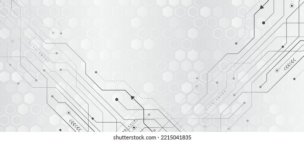 Digital internet communication on grey background. Wide Cyber security internet and networking concept. Hi-tech vector illustration with various technology elements. Abstract global sci-fi concept.