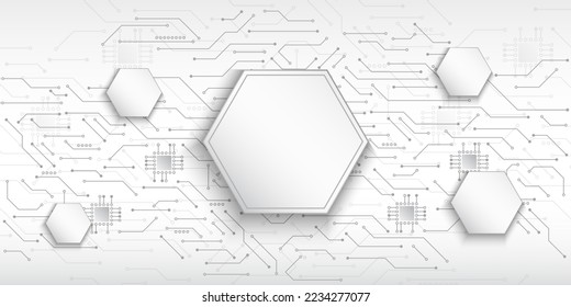 Digital internet communication on grey background. Wide Cyber security internet and networking concept. Hi-tech vector illustration with various technology elements. Abstract global sci-fi concept