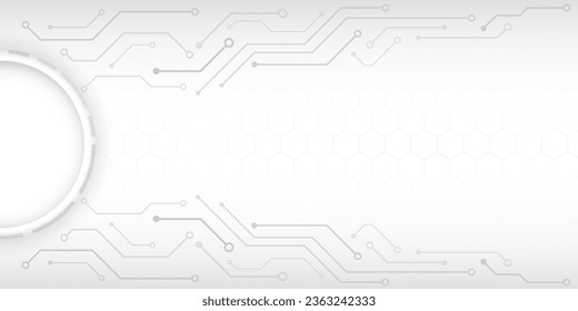 Digital internet communication on grey background. Wide Cyber security internet and networking concept. Hi-tech vector illustration with various technology elements. Abstract global sci-fi concept.