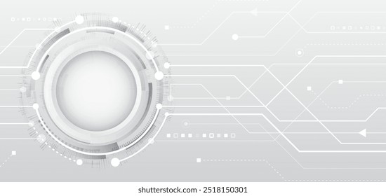 Digital internet communication on grey background. Wide Cyber security internet and networking concept. Hi-tech vector illustration with various technology elements. Abstract global sci fi concept.