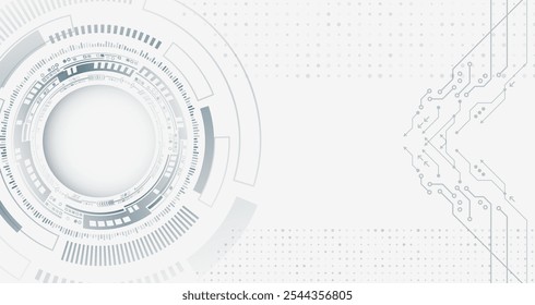 Comunicación digital de Internet sobre fondo gris. Amplio concepto de Internet y redes de seguridad cibernética. Ilustración vectorial de alta tecnología con varios Elementos de tecnología. Abstractas concepto global de ciencia ficción.