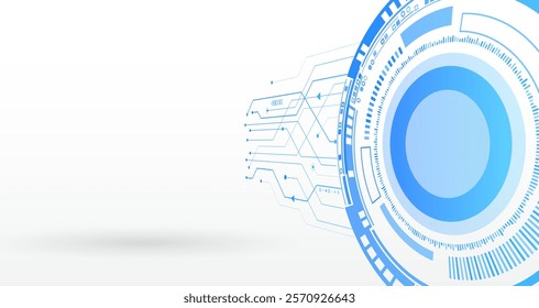 Digital internet communication on grey background. Wide Cyber security internet and networking concept. Hi-tech vector illustration with various technology elements. Abstract global sci-fi concept.