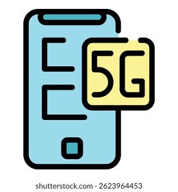 Digital internet mobile icon. Outline digital internet mobile vector icon color flat isolated