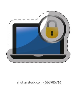digital or internet security icon sticker image vector illustration design 