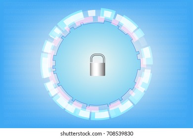 Digital and Internet security online business concept . Protect mechanism, system privacy. Vector illustration