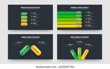 Digital Introduction Four Five Two Three Step Infographic Slideshow Layout Vector Illustration Collection. Enterprise Profile 4 5 2 3 Option Diagram Presentation Template Bundle.