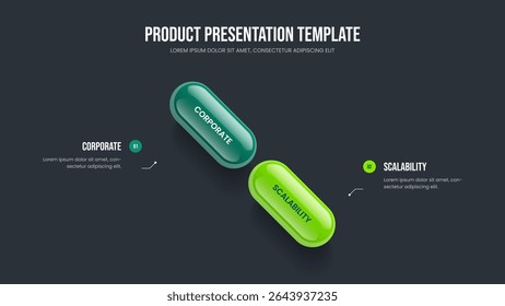 Digital Introduction Frame Template Vector Illustration. Sales Report Two Step Infographic Presentation Design. Investor Strategy 2 Option Diagram Slide Layout.