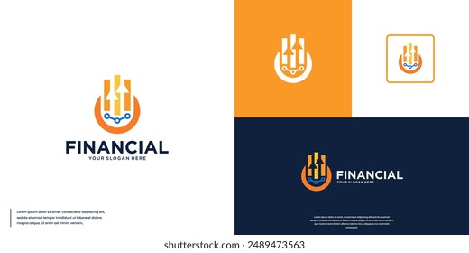 digital investment growth logo, financial accounting, logo graphic design.