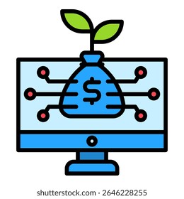 Digital Investment Icon Element For Design