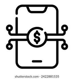 digital investment Line Icon Background White