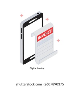 Digital Invoice Concept isometric Style Illustrations. Eps 10 File