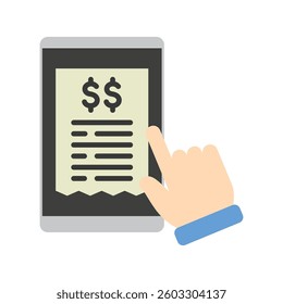 Digital Invoice flat color icon, mini illustration. use for economy, business, finance, ecommerce, payment service UI, UX kit, app and web development, digital or print.