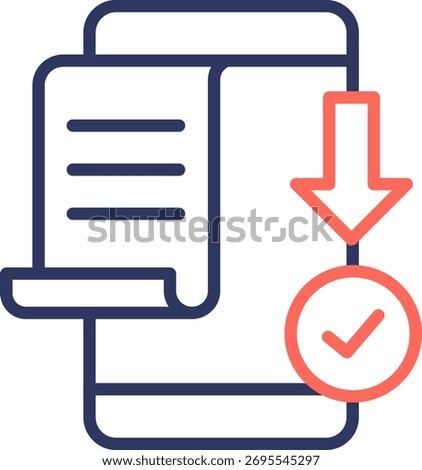 Digital Invoice Icon Line Color Vector Illustration