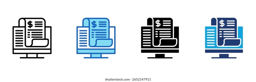 Icono de Factura digital Multi Style Ilustración vectorial