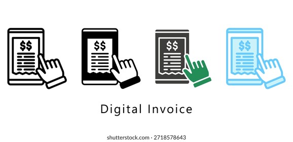Digital Invoice Multi Style Icon. Mini Illustration Relate To Payment Service. Use For Modern Concept, Ui, Ux Web And App Development.