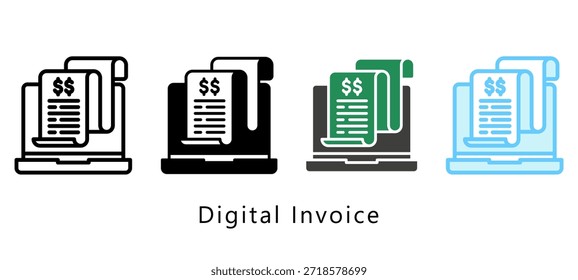 Icono de estilo múltiple de Factura digital. Mini Ilustración Relacionada Con El Servicio De Pago. Uso Para El Concepto Moderno, Ui, Web Ux Y Desarrollo De App.