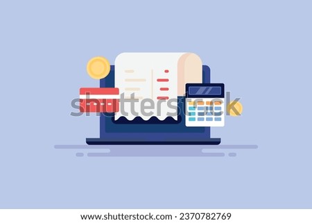 Digital invoice, Online bill payment, Internet banking, Tax payment, Digital investment - vector illustration background with icons