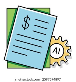 Digital Invoice Payment Ai Automation Vector Icon Design