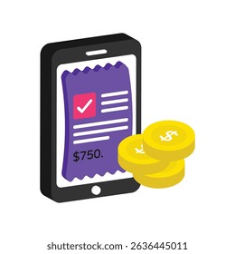 Digital Invoice Vector style icon. Eps 10 file
