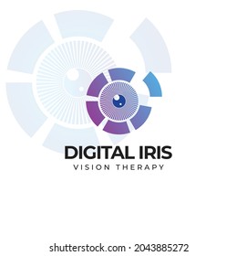 digital iris vision therapy logo, abstracct geometric eye logo