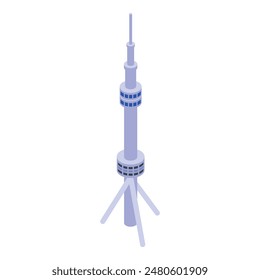 Digital isometric illustration of a stylized communication tower with a clean, minimalistic design