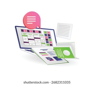 Digital Isometric Project Schedule Illustration