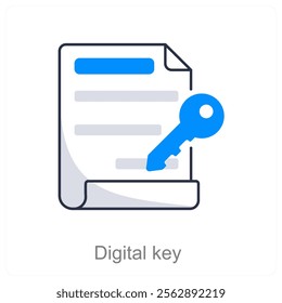 Digital Key and access icon concept