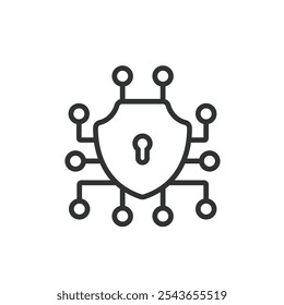 Acceso de llave digital, icono en diseño de línea. Digital, clave, acceso, seguridad, autenticación, cifrado, bloqueo en el Vector de fondo blanco. Icono de trazo editable de acceso de clave digital