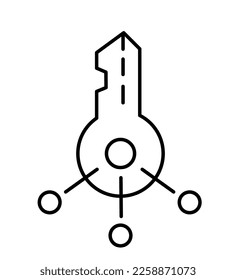Digital key. Account authentication. Cyber security. Vector line. Editable outline stroke.