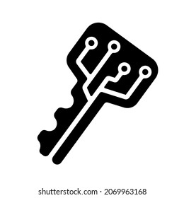 Digital key, crypto key vector icon illustration