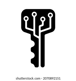 Digital Key, Crypto Key Vector Icon Illustration