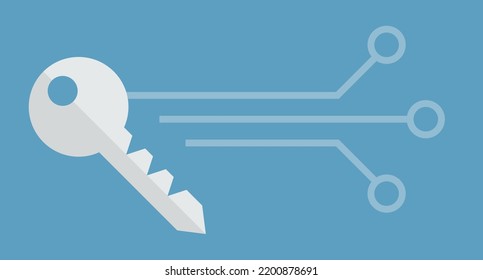 Digital key and cyber background. Security and technology. Vector.