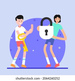 Digital key flat illustration with high quality graphics 
