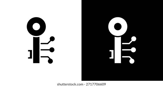 Pictograma plano negro icono de clave digital. Para gráficos y Diseño web.