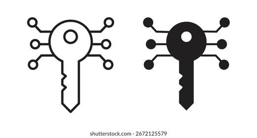 Icono de llave digital Vector blanco y negro Gráfico