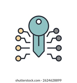 digital key icon collection .design style with background