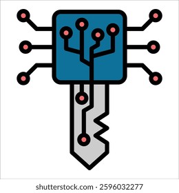 Digital Key Icon Element For Design