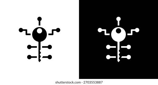 Icono de clave digital ilustración doodle. Conjunto de Vector de ilustración plana